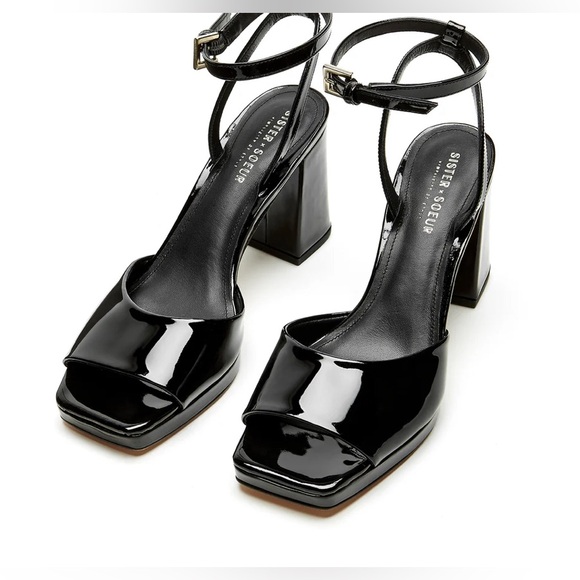 BNIB Sister x Soeur Elyse Black Patent Leather Platform Sandals Size 37 - Picture 2 of 3
